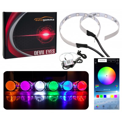 System podświetlenia soczewek LED RGB Bluetooth Devil Eyes