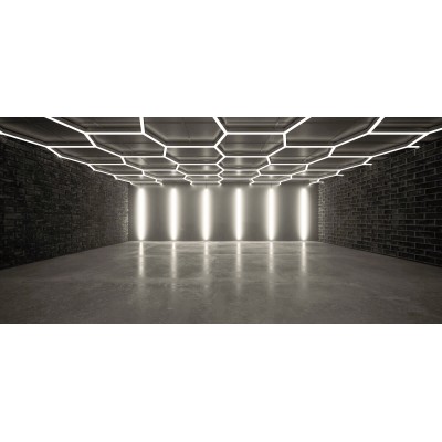 Modułowy system oświetleniowy, garażowo warsztatowy, HEXAGON LED 297 x 206 cm, 3500K